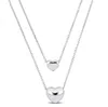 Mimi & Max Two Heart Double Strand Charm Necklace In Sterling Silver - 16+18 In. In White