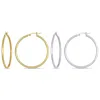 Mimi & Max Two Pairs 10k Yellow White Gold Hoop Earrings Set 40x2mm In Multi