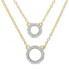 Mimi & Max Two-strand Diamond Accent Circle Necklace With Chain In Yellow Plated Sterling Silver In Yellow