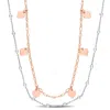 Mimi & Max Two-tone Heart And Ball Bead Chain Necklace In Rose Plated Sterling Silver - 19.5 In In Pink