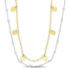 Mimi & Max Two-tone Heart And Ball Bead Chain Necklace In Yellow Plated Sterling Silver - 19.5 In In Gold