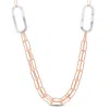 Mimi & Max Two-tone Paperclip Chain Necklace In Rose Plated Sterling Silver - 37 In In Gold