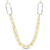 Mimi & Max Two-tone Paperclip Chain Necklace In Sterling Silver - 37 In In Silver