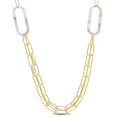 Mimi & Max Two-tone Paperclip Chain Necklace In Sterling Silver - 37 In
