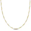 Mimi & Max White Enamel Heart Link Necklace In Yellow Silver - 16+2 In. In Yellow
