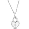 Mimi & Max White Enamel Heart Lock Charm Necklace In Sterling Silver - 16+2 In. In White