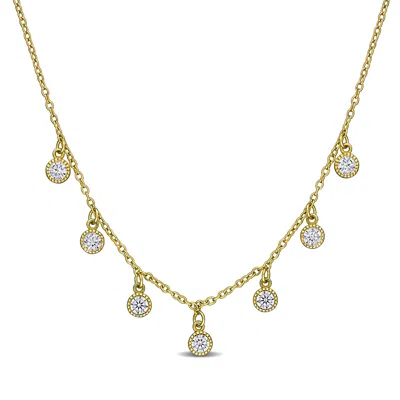 Mimi & Max White Sapphire Station Necklace Yellow Silver-16 + 2 Ext.