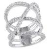 Mimi & Max White Topaz Crossover Split Shank Ring In Sterling Silver In Silver