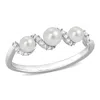 Mimi & Max Women's Cultured Freshwater Pearl And 1/4ct Tgw Created White Sapphire Swirl Ring In Sterling Silver In White