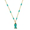 Mimi & Max Womens 14k Yellow Gold Green Enamel Fish Necklace W/ Spring Ring Clasp - 16+2 In. In Green