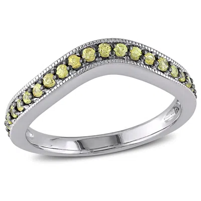 Mimi & Max Yellow Sapphire Chevron Eternity Ring Sterling Silver