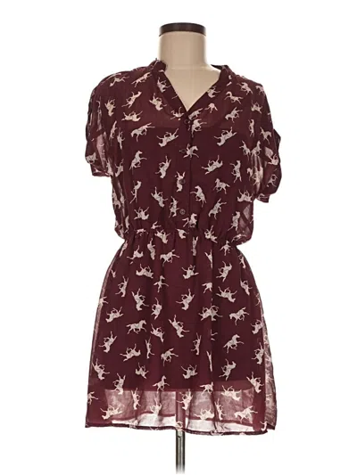 Pre-owned Mimi Chica Casual Dress In Burgundy