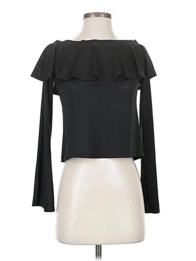 Pre-owned Mimi Chica Long Sleeve Top Black Ruffles Neckline Tops