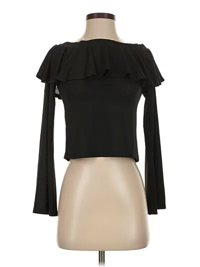 Pre-owned Mimi Chica Long Sleeve Top Black Ruffles Neckline Tops
