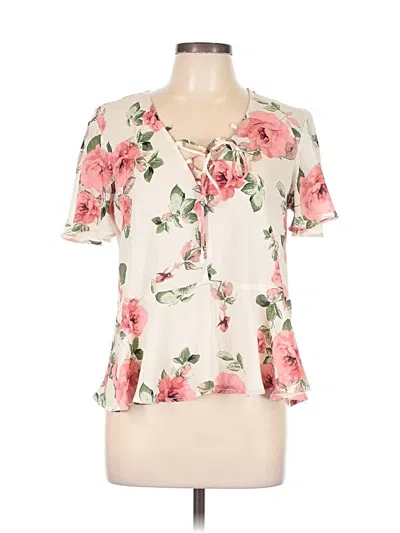 Pre-owned Mimi Chica Short Sleeve Blouse In Ivory