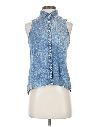 Pre-owned Mimi Chica Sleeveless Button Down Shirt In Blue