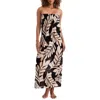 Mimi Flamingo Ariel Strapless Cowl Back Semisheer Maxi Cover-up Dress In Multi