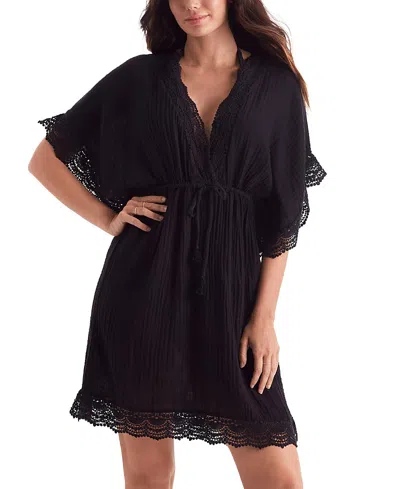Mimi Flamingo Bliss Gauze Horizon Tunic In Black