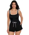 Mimi Flamingo By Shape Solver Sport Women's Colorblocked One-piece Romper Swimsuit In Black,white
