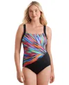 Mimi Flamingo By Shape Solver Sport Women's Nighparty Square-neck Swimsuit In Multi