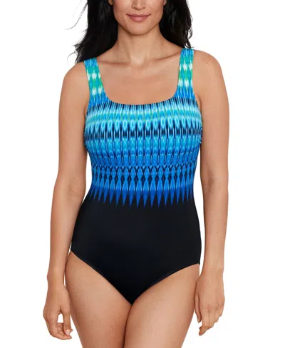 Mimi Flamingo By Shape Solver Sport Women's Pioneer Valley Scoop-neck Swimsuit In Blue