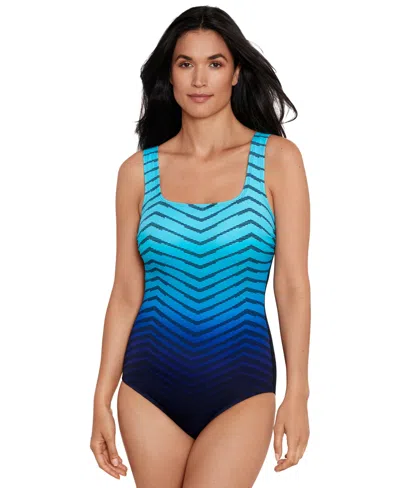 Mimi Flamingo By Shape Solver Sport Women's Prism Change Scoopneck Swimsuit In Blue