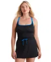 Mimi Flamingo By Shape Solver Sport Women's Runaround Skirted Swimsuit In Blue