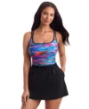 Mimi Flamingo By Shape Solver Sport Women's Runaround Skirted Swimsuit In Multi