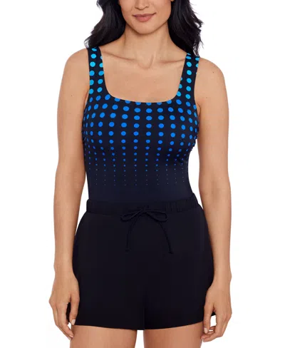Mimi Flamingo By Shape Solver Sport Women's Scoop-neck Runaround Swimsuit In Blue