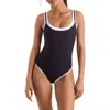 Mimi Flamingo Drift One-piece Swimsuit In Black