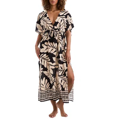 Mimi Flamingo Dylan Midi Cotton Cover-up Caftan In Animal Print
