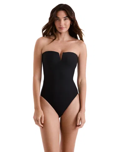 Mimi Flamingo Finn One-piece Bandeau Swimsuit In Black