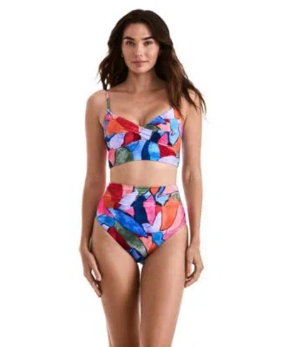 Mimi Flamingo Jamie Midkini High Waist Bottoms Jamie Printed Tankini Top In Multi