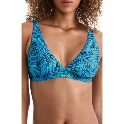 Mimi Flamingo Sawyer Banded Bikini Top In Blue