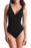 Mimi Flamingo Sonny Ruffle Surplice V-neck One-piece Swimsuit In Black