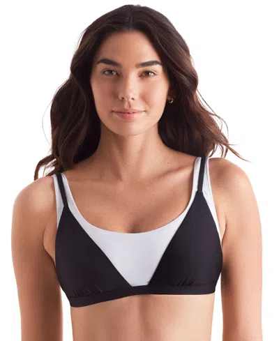 Mimi Flamingo Women's Drift Two-tone Bralette Bikini In Black,white