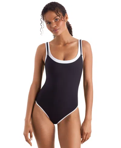 Mimi Flamingo Women's Drift Two-tone One-piece Swimsuit In Black,white