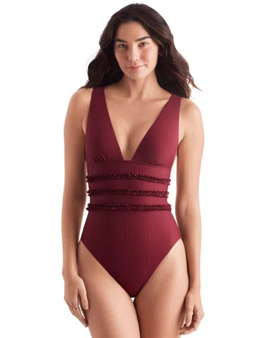 Mimi Flamingo Women's Sonny Ruffled One-piece Swimsuit In Henna