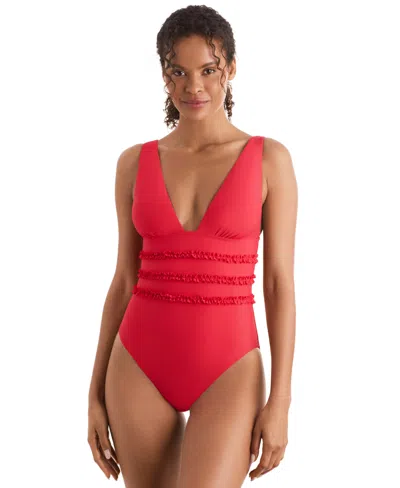 Mimi Flamingo Women's Sonny Ruffled One-piece Swimsuit In Punch