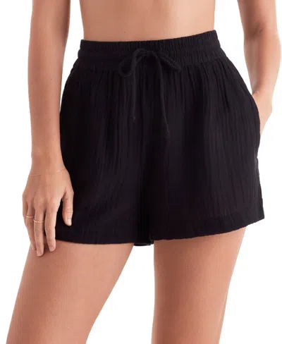 Mimi Flamingo Women's Vista Cotton Cover-up Shorts In Black