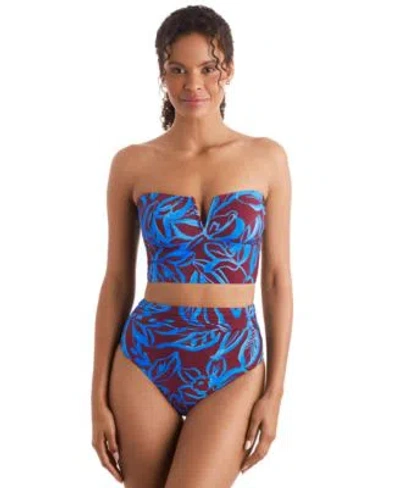 Mimi Flamingo Womens Printed Convertible Tankini Top Morgan High Waist Bikini Bottoms In Oasis