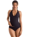 Mimi Flamingo Womens Sonny V Neck Halterkini Solid Bottoms In Black