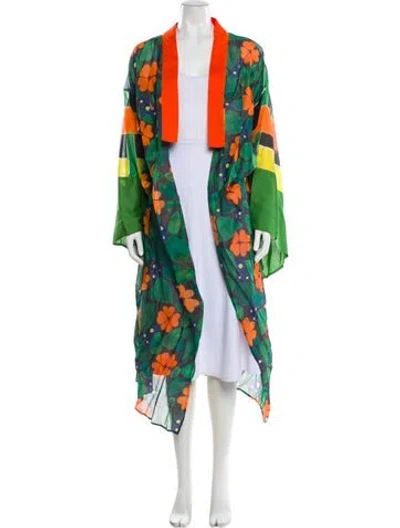 Pre-owned Mimi Liberte By Michel Klein Floral Print Evening Jacket In Green