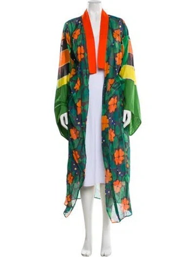 Pre-owned Mimi Liberte By Michel Klein Floral Print Jacket In Green