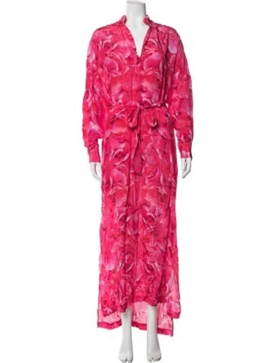 Pre-owned Mimi Liberte By Michel Klein Floral Print Long Dress W/ Tags In Pink