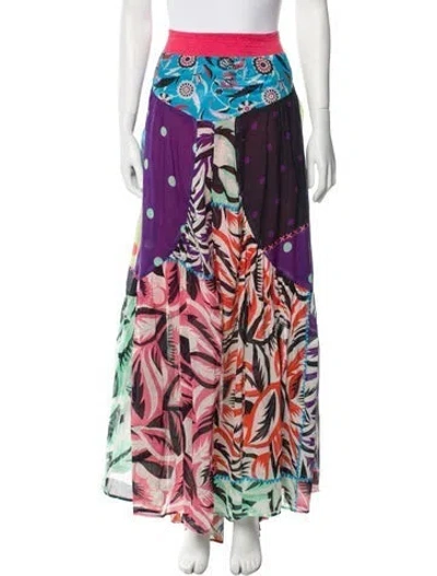 Pre-owned Mimi Liberte By Michel Klein Floral Print Long Skirt In Pink