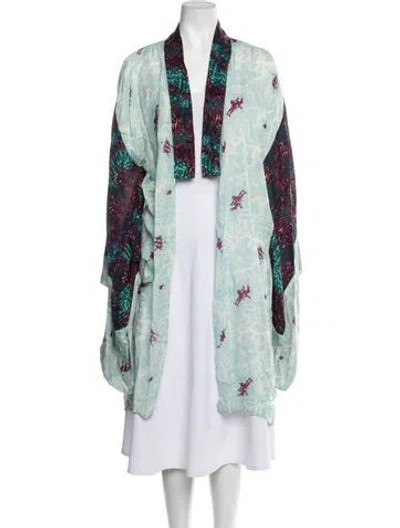 Pre-owned Mimi Liberte By Michel Klein Graphic Print Coat In Blue