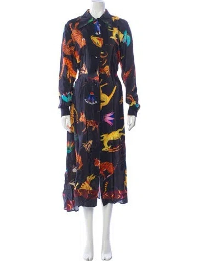 Pre-owned Mimi Liberte By Michel Klein Printed Long Dress W/ Tags In Black