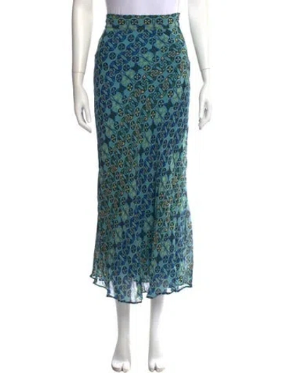 Pre-owned Mimi Liberte By Michel Klein Printed Midi Length Skirt In Blue