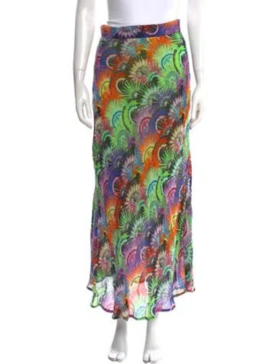 Pre-owned Mimi Liberte By Michel Klein Printed Midi Length Skirt In Green